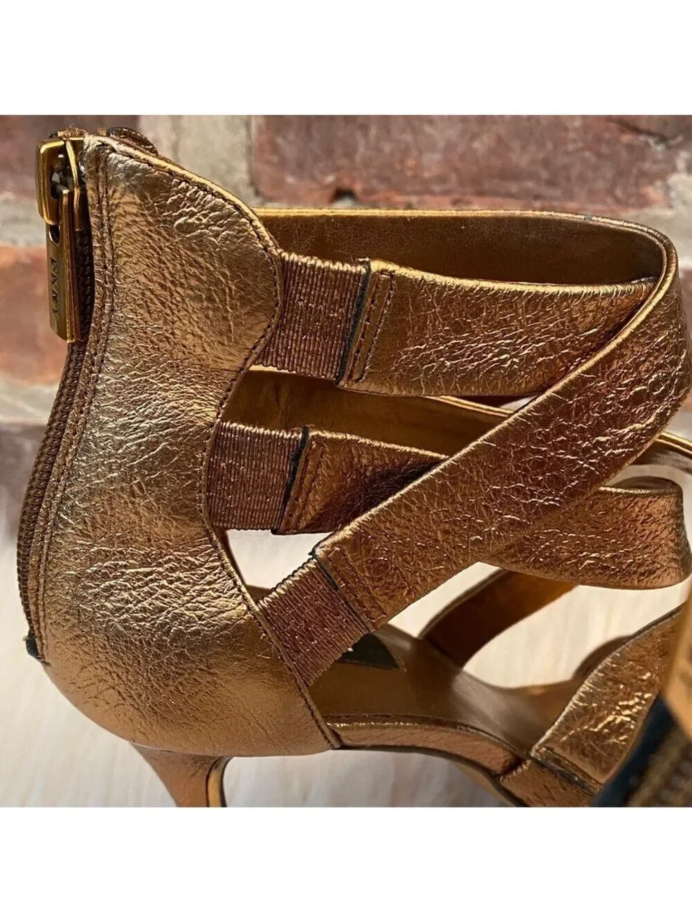 DKNY Iggi Bronze Strappy Heels, Size 7